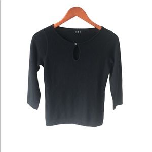 Three Dots Black Cashmere Sweater 3/4 Sleeves